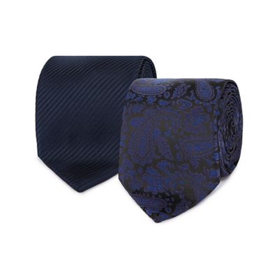 Pack of two navy paisley ties